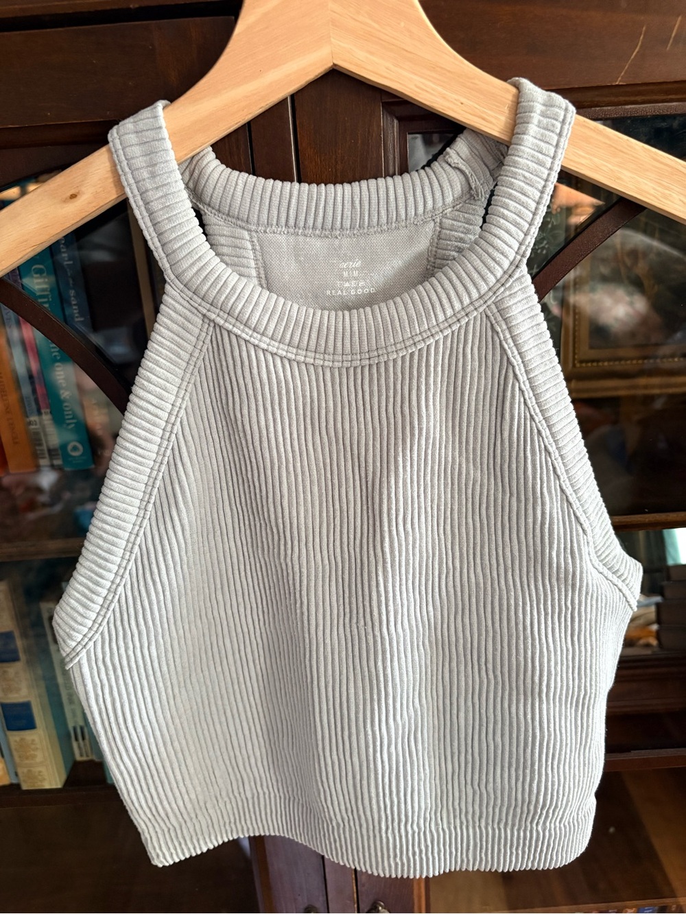 Aerie Gray Ribbed Longline Bralette